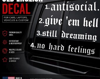 Old English Fonts Decal – JDM Car Laptop Vinyl Sticker