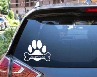 Custom Paw Print Name Decal - Car, Laptop, Vehicle