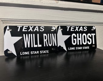 Texas Design Motorcycle License Plate: Personalized Vinyl Decal (7x4 inches ) /CUSTOM Text
