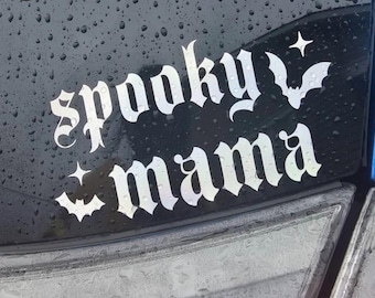 Spooky Mama w/ Bats Decal - Decal for Cars, Laptop, Vehicle, and Custom.
