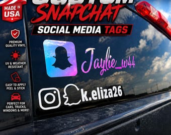 Custom Snapchat Social Media Tag Vinyl Decal - Personalized Name
