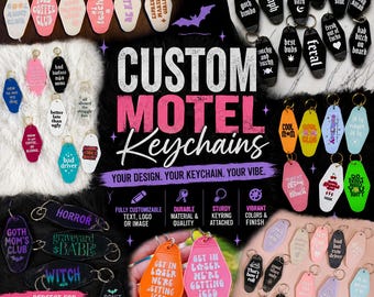 Custom Vintage Motel Keychain: Personalized Car Key Tag