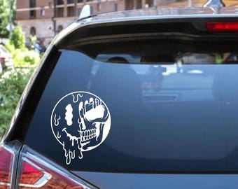 Half Skull Half Smiley Face Decal - Car, Laptop, Vehicle