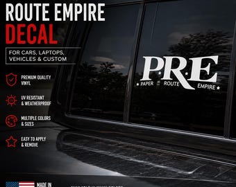 P.R.E Paper Route Empire Decal - Decal for Cars, Laptop, Vehicle, and Custom.