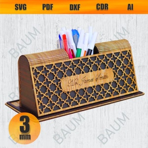 Personalized 3D Desk Organizer Svg Bundle, Pen Holder, Vector Files, Svg Ai Cdr Dxf Pdf, Wood Pen Holder, Desk Organizer, INSTANT DOWNLOAD