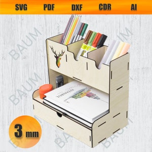 Pen Holder Organizer Laser Cut Svg, Desk Organizer, Vector Files, Svg Ai Cdr Dxf Pdf, Desk Wood Pen Holder, Svg Bundle, INSTANT DOWNLOAD