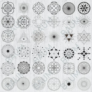 Sacred Geometry Bundle, 108 Sacred Symbols, Vector File, Svg Ai Cdr Dxf ...