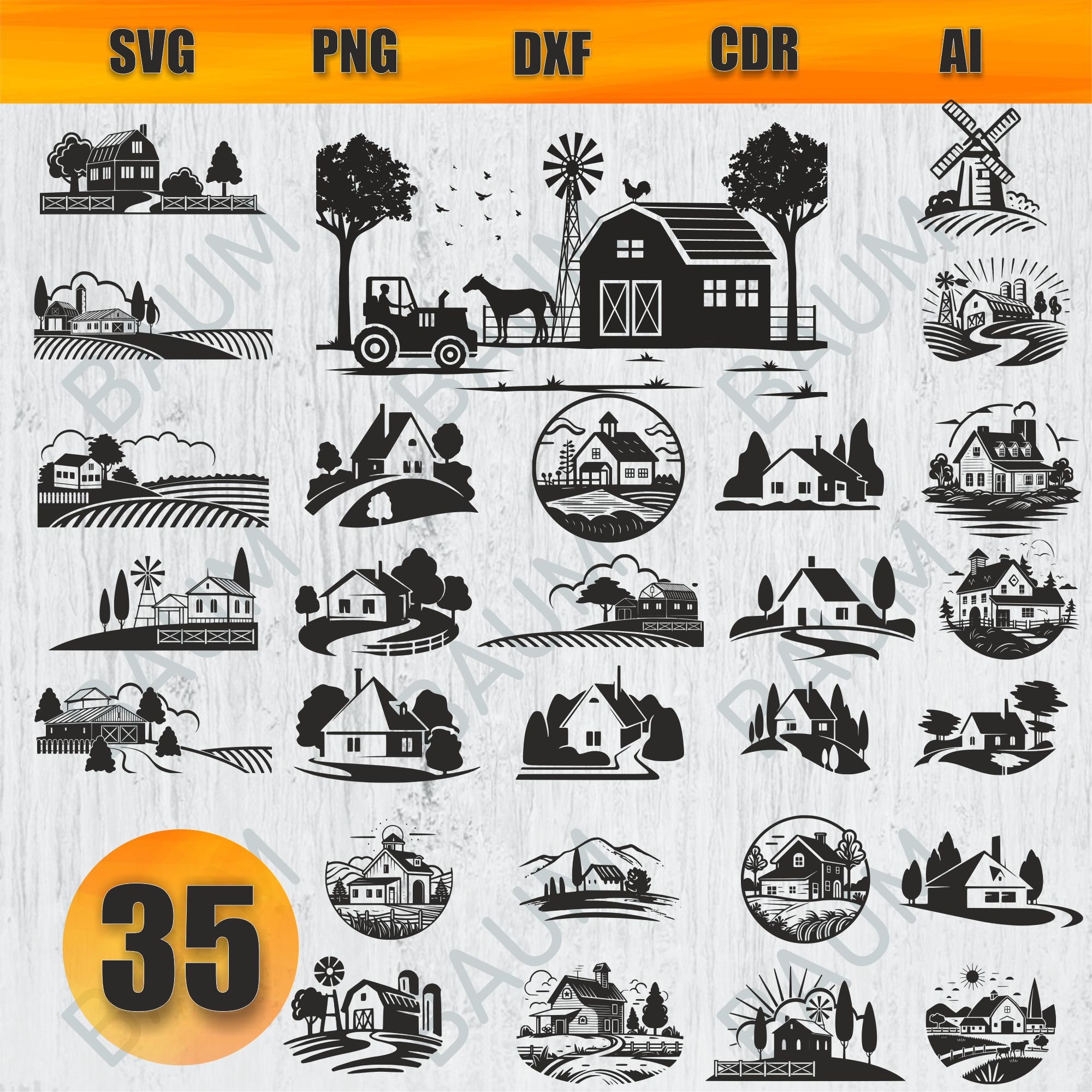 Farm House SVG Bundle, House Svg, Farm House Design, Svg Ai Cdr Dxf Png ...