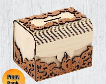 Wooden Money Bank, Wooden Piggy Banks, Laser Cut File, Svg Ai Cdr Dxf Pdf, Ready to Print, Piggy Bank Laser Cut, Money Box, INSTANT DOWNLOAD