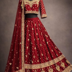 Bestickte Handarbeit Dark Maroon Neueste Braut Pakistanische Indische Lehenga Choli, Barat / Hochzeit Kleid tragen