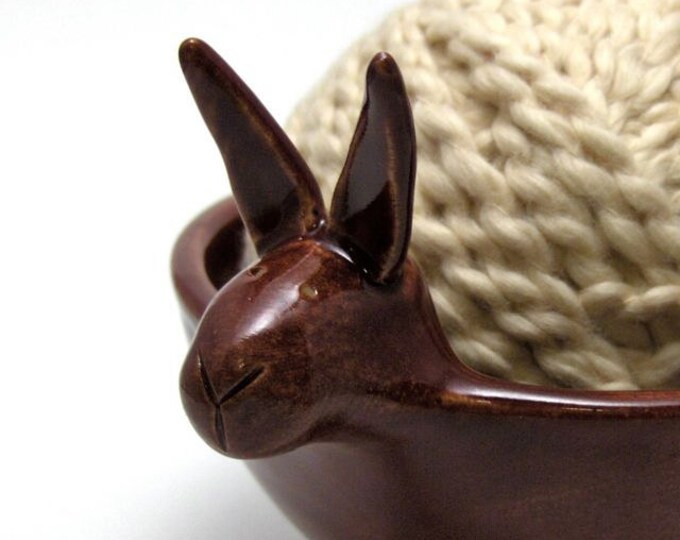 Rabbit Shaped Ceramic Yarn Bowl Etsy