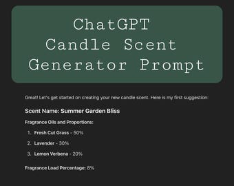 Gerador e receita de perfume de vela, prompt de mistura de óleo de fragrância para ChatGPT AI