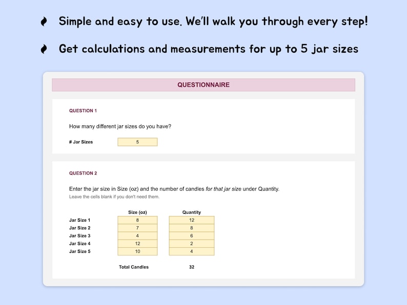 Candle Making Calculator Excel Google Sheet Digital Template Mixing