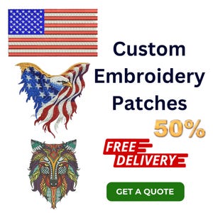 カスタム刺繍パッチ、刺繍パッチ、オーダーメイド、送料無料、短納期、アイロン接着パッチ、名札、ミリタリーパッチ