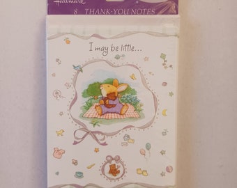 Vintage Hallmark Thank You for Baby Gift Cards - Bunny Rabbit Holding Bear - Gingham -  New in Package - Envelopes - Unopened