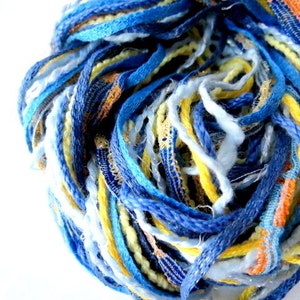 Fibers Lot Junk Journal Supplies Dreamcatcher Blue And Yellow Provence Knitting Yarn Crochet Yarn Altered Art Craft Lot image 1