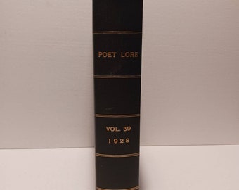Collection de poèmes vintage - POET LORE - Vol 39 - Prose - Collection - Essais - Éphémères - Couverture de livre - Livre noir - Décor de bibliothèque - 1928 HC