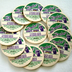 Vintage Bottle Caps - Vintage Advertising - Dairy Tops - Grape Juice - Ephemera - Embellishments - Bakers Dozen - Junk Journal Making