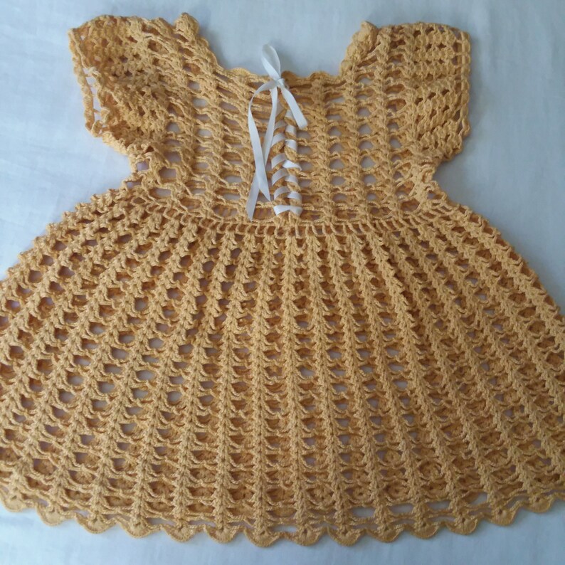Robe bébé crochet vintage souci cottagecore fait main vêtements bébé vintage robe jaune image 6