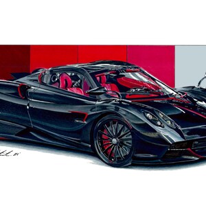 Pagani poster digital art, PRINTABLE, supercar art, car guy art, Dealership poster, car art, automotive art, gifts for him, Pagani wall art