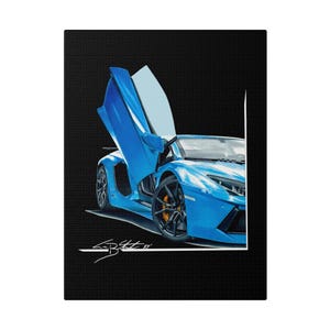 Lamborghini Aventador, art print, canvas art, supercar art, car guy art, lambo art, car art, automotive art, gift for him ,Matte Canvas, art