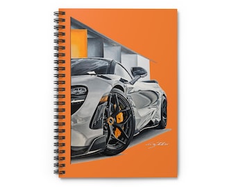 McLaren 765LT Supercar Spiral Notebook: Fine Art Ruled Line Paper