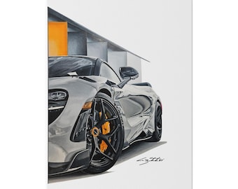 McLaren 765LT Wall Art Canvas | Supercar Automobile Poster, exotisches Luxus-Auto-Dekor für Garage, Man Cave & Auto-Enthusiasten