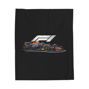 Formula 1 RB21 Racecar Blanket, Hand Drawn F1 Car Art, Velveteen Plush Throw