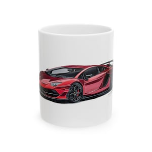 Lamborghini SVJ Ceramic coffee Mug, Auto Enthusiasts coffee mug, Gift for Him, Lamborghini Lover, Supercar coffee mug, Car Decor, 11oz, 15oz