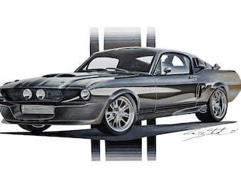 Shelby GT500 Eleanor Art Print: Ford Supercar Poster