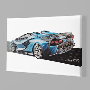 Lamborghini Sian, art print, canvas art, supercar art, car guy art, custom portrait, car art, automotive art, gifts for him ,Matte Canvas,