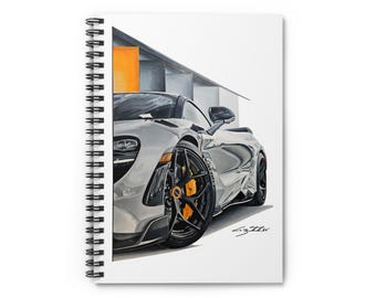 McLaren 765LT Supercar Spiral Notebook: Ruled Line Paper