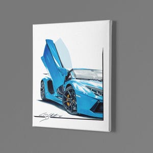 Lamborghini Aventador, art , canvas art, supercar art, car guy art, custom portrait, car art, automotive art, gifts for him ,Matte Canvas,