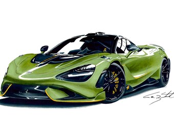 McLaren 765LT Car Kunstdruck: Supersportwagen Green Machine (Digitale Version)