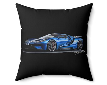 Ford GT40 Supercar Pillow: Automotive Art Accent Cushion
