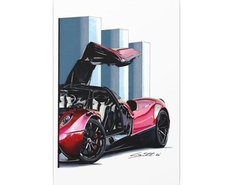 Supercar Huayra Leinwand Kunstdruck - Supersportwagen Wandkunst, Exotisches Hypercar Poster, Automobil Wanddekor, Auto Liebhaber Geschenk