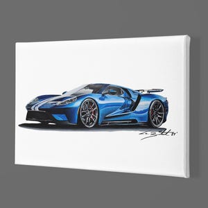 Ford GT40, art print, canvas art, supercar art, car guy art, custom portrait, car art, automotive art, gifts for him ,Matte Canvas, GT40