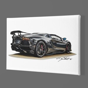 Lamborghini SVJ, art print, canvas art, supercar art, car guy art, custom portrait, car art, automotive art, gifts for him ,Matte Canvas,