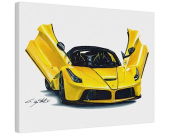 Gelbes Supersportwagen Leinwandbild: Supersportwagen Automobil Poster