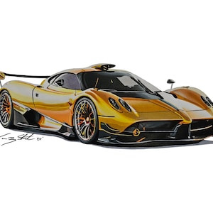 Pagani Huayra, digital art, PRINTABLE, supercar art, car guy art, custom portrait, car art, automotive art, gift for him, Pagani digital,
