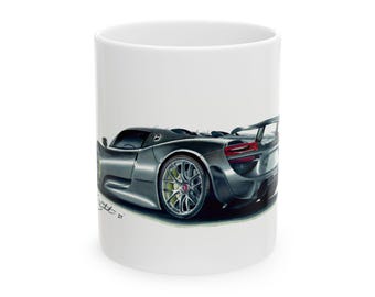 Tazza da caffè in ceramica Supercar, tazza da caffè con auto, regalo per lui, amante delle supercar Porsche, tazza da caffè Supercar, decorazione Porsche, 11 oz, 150