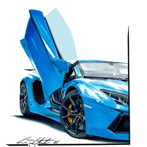 Lamborghini Aventador, digital art, PRINTABLE, supercar art, car guy art, custom portrait, car art, automotive art, gifts for him, Lambo,