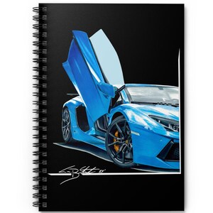 Supercar Spiral notebook, car spiral notebook, back to school, gifts for him, car gifts, office car notebook, Lamborghini Accessories, book