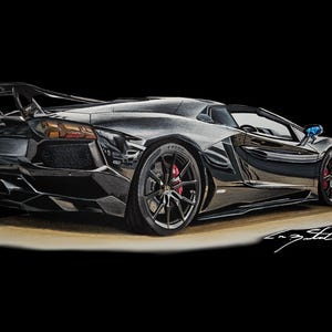 Lamborghini SVJ, art print, canvas art, supercar art, car guy art, custom portrait, car art, automotive art, gifts for him ,Matte Canvas,