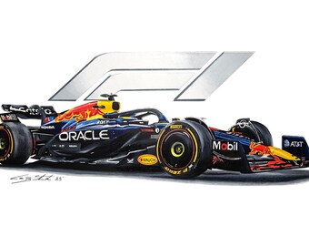 Racercar 1 Rennauto Kunstdruck - F1 RB21 Leinwand, Giclée-Qualitätswandkunst, Supersportwagen-Poster, Automobil-Leinwanddekor, Geschenk für Autoliebhaber