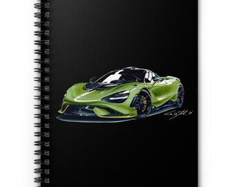 McLaren 765LT Supercar Spiral Notebook: Green Machine Art