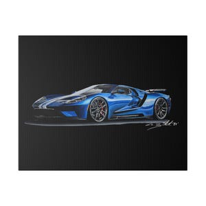 Ford GT40, art print, canvas art, supercar art, car guy art, custom portrait, car art, automotive art, gift for him ,Matte Canvas, GT40 art