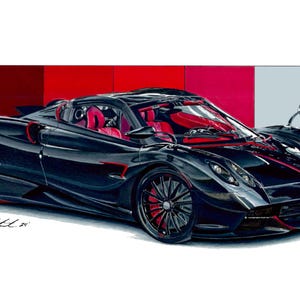 Pagani Huayra Poster wall art, supercar art, car guy art, custom car art, automotive art, Pagani Posters, poster, Gift for Car Enthusiasts