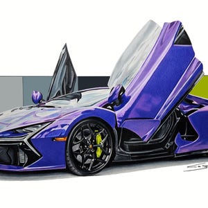 Lamborghini Hand Drawn art, Lamborghini wall decor, supercar art, Lamborghini art, automotive art, gifts for him, car enthusiast wall art