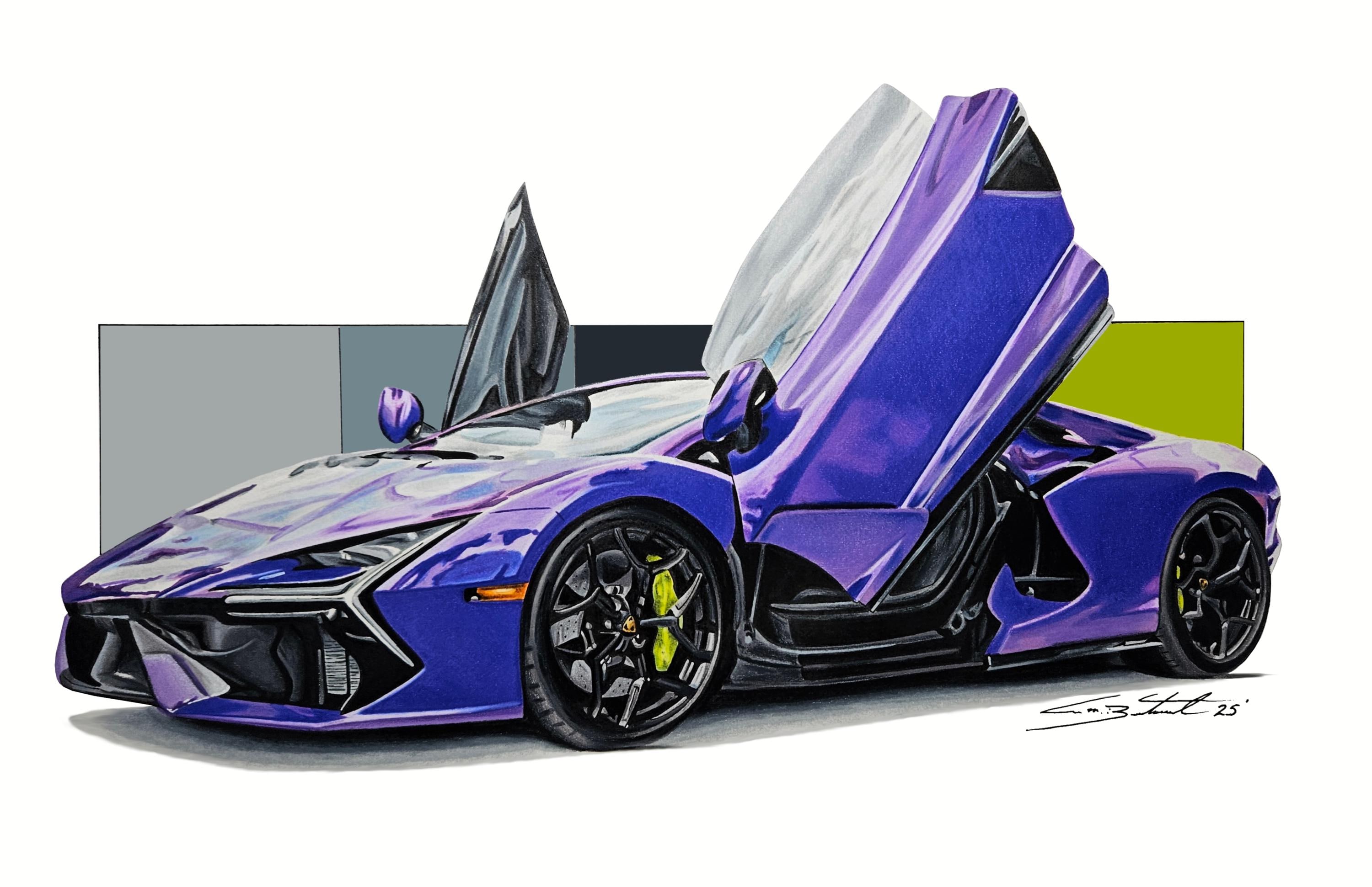 Lamborghini Hand Drawn art, Lamborghini wall decor, supercar art, Lamborghini art, automotive art, gifts for him, car enthusiast wall art